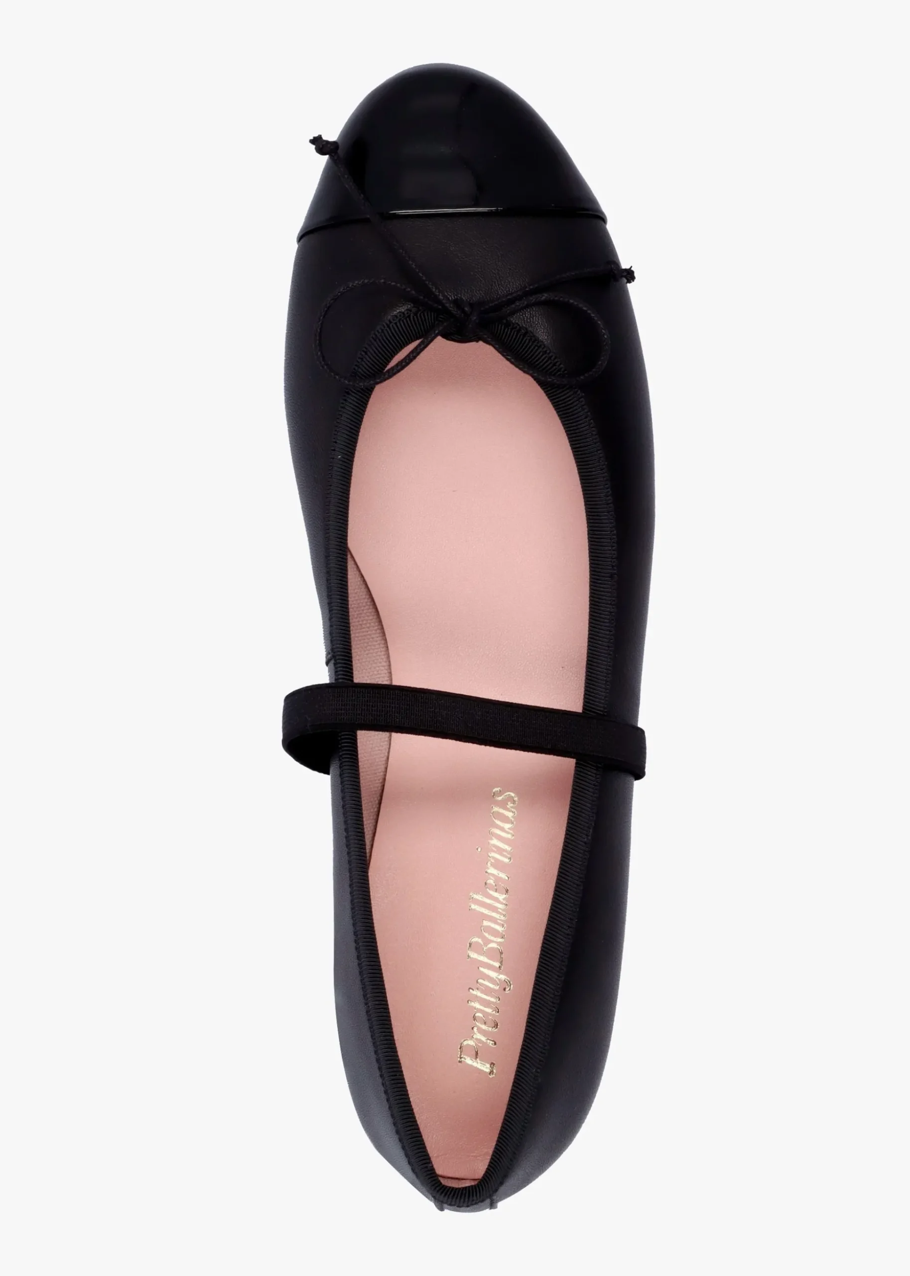Amelie Black Leather Mary Jane Ballerina Pumps
