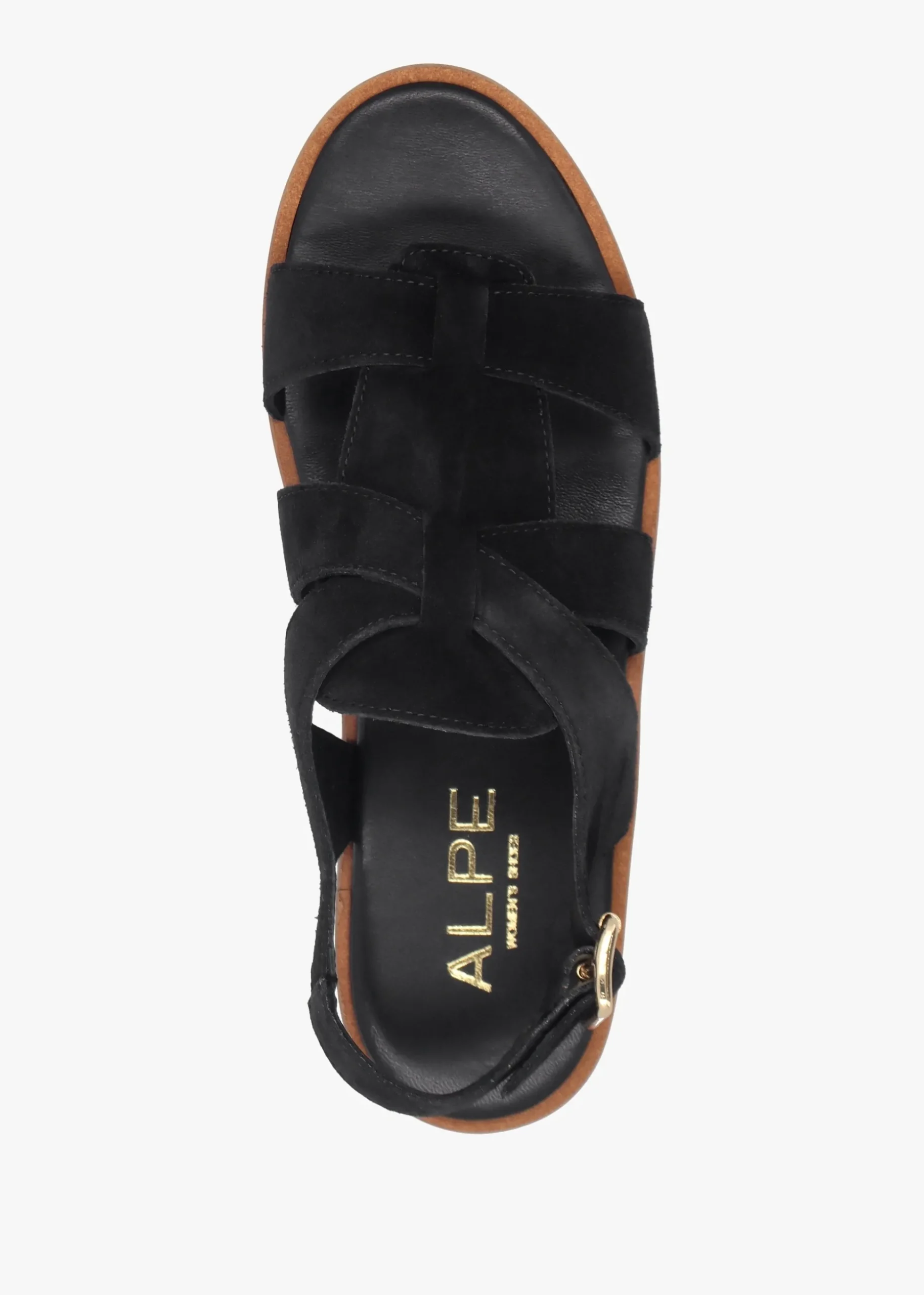 Amsty Black Suede Slab Sole Fisherman Sandals