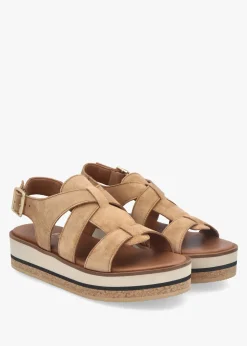 Amsty Tan Suede Slab Sole Fisherman Sandals