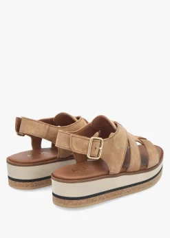 Amsty Tan Suede Slab Sole Fisherman Sandals