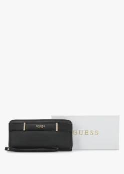 Anadela Large Black Zip Around Wallet