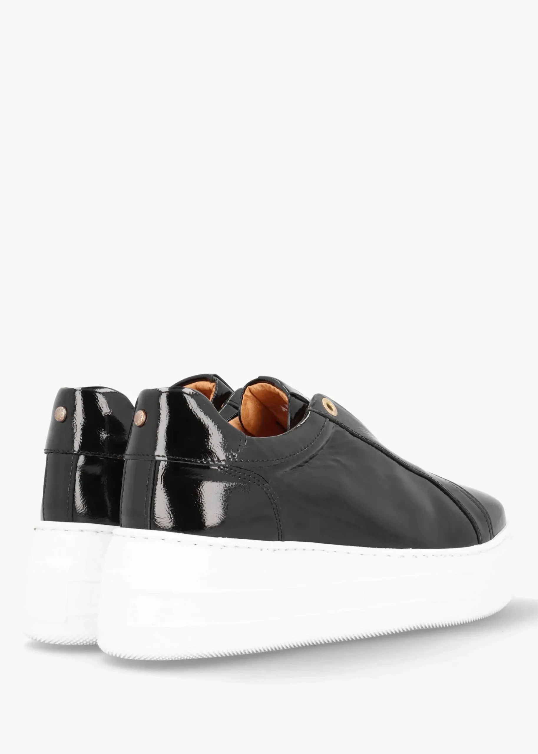 Aneeba Black Patent Leather Slip On Trainers