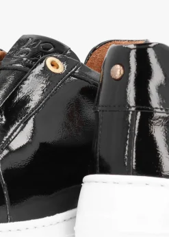 Aneeba Black Patent Leather Slip On Trainers