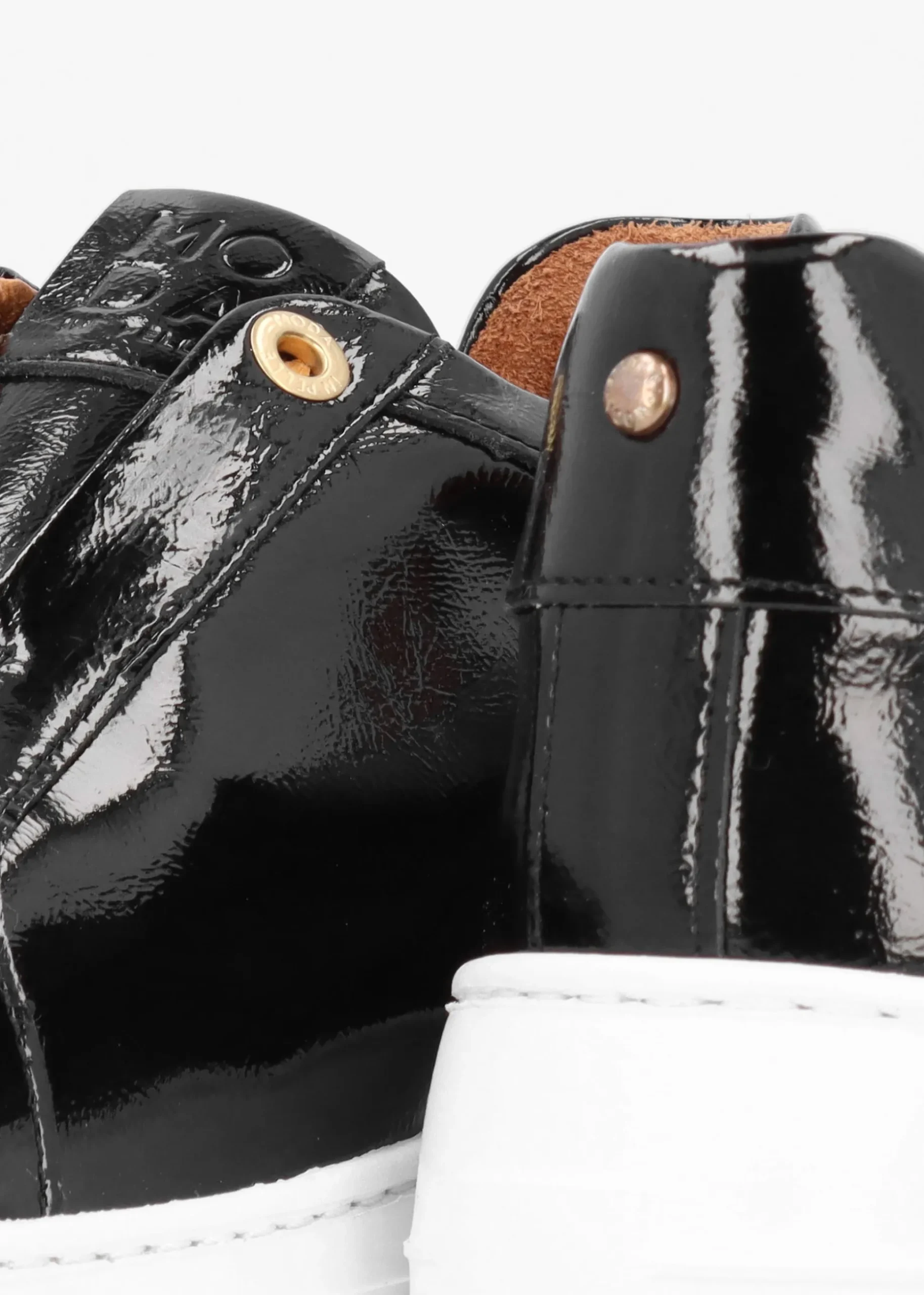 Aneeba Black Patent Leather Slip On Trainers