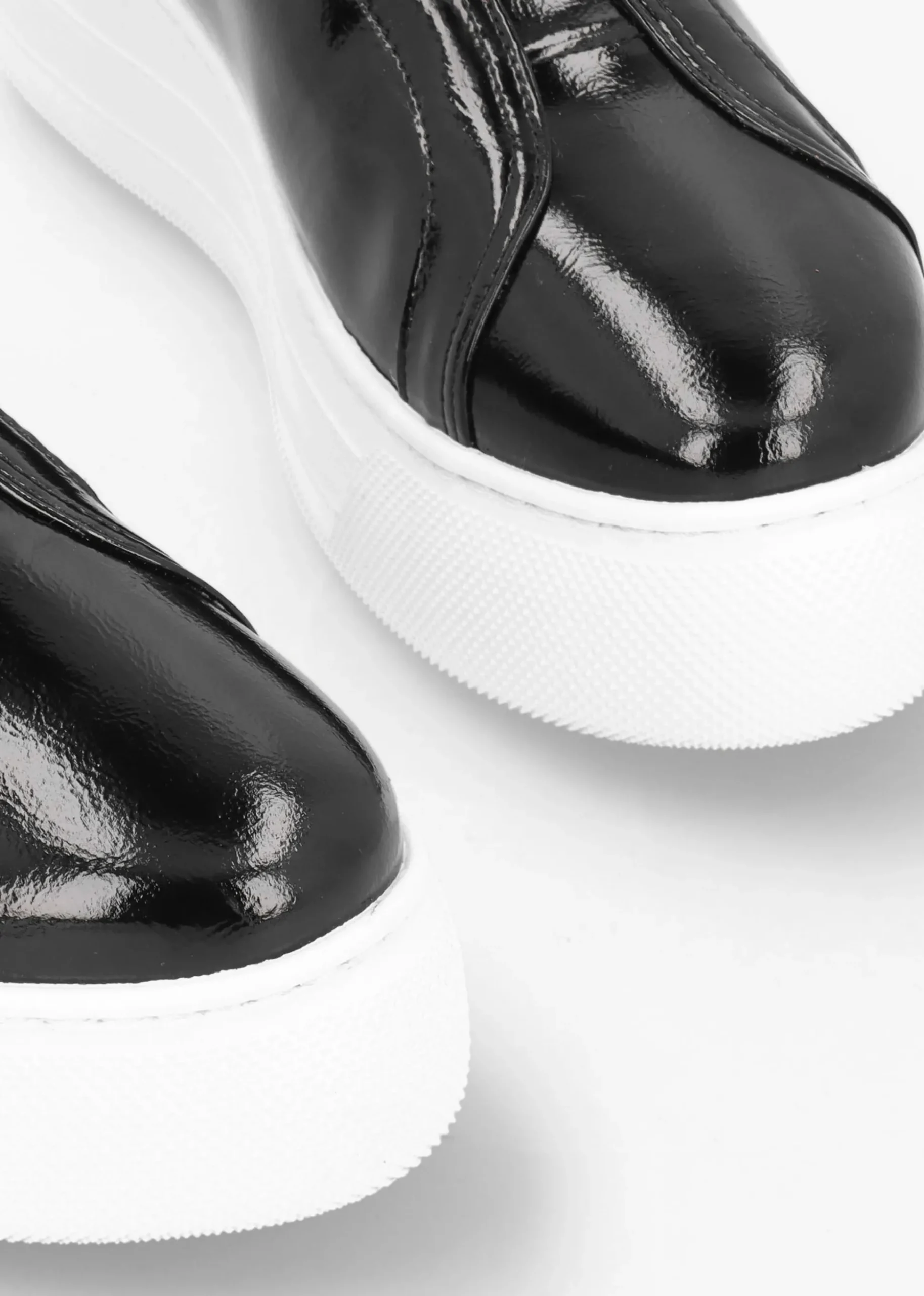 Aneeba Black Patent Leather Slip On Trainers