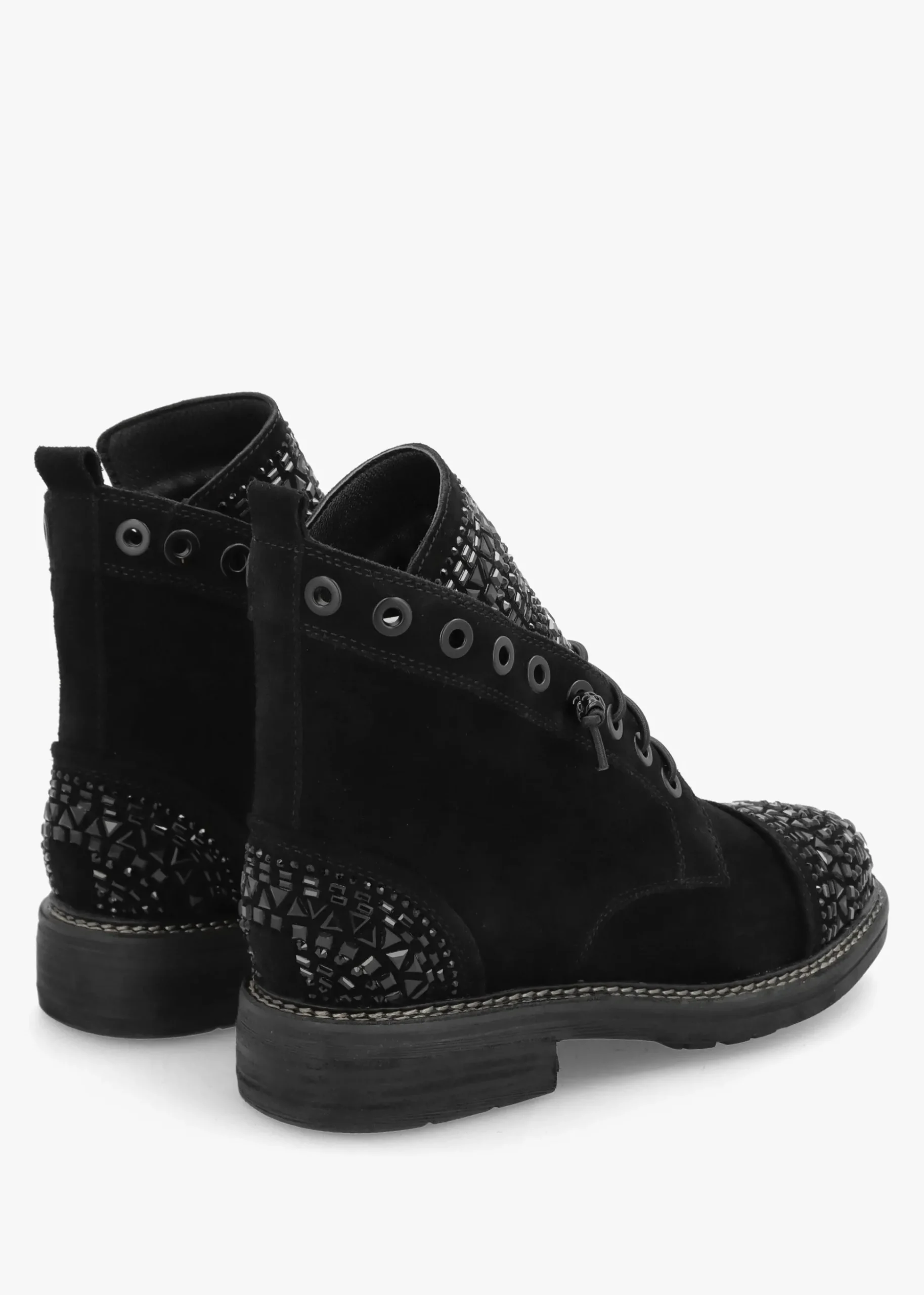 Angel Black Suede Diamante Embellished Ankle Boots
