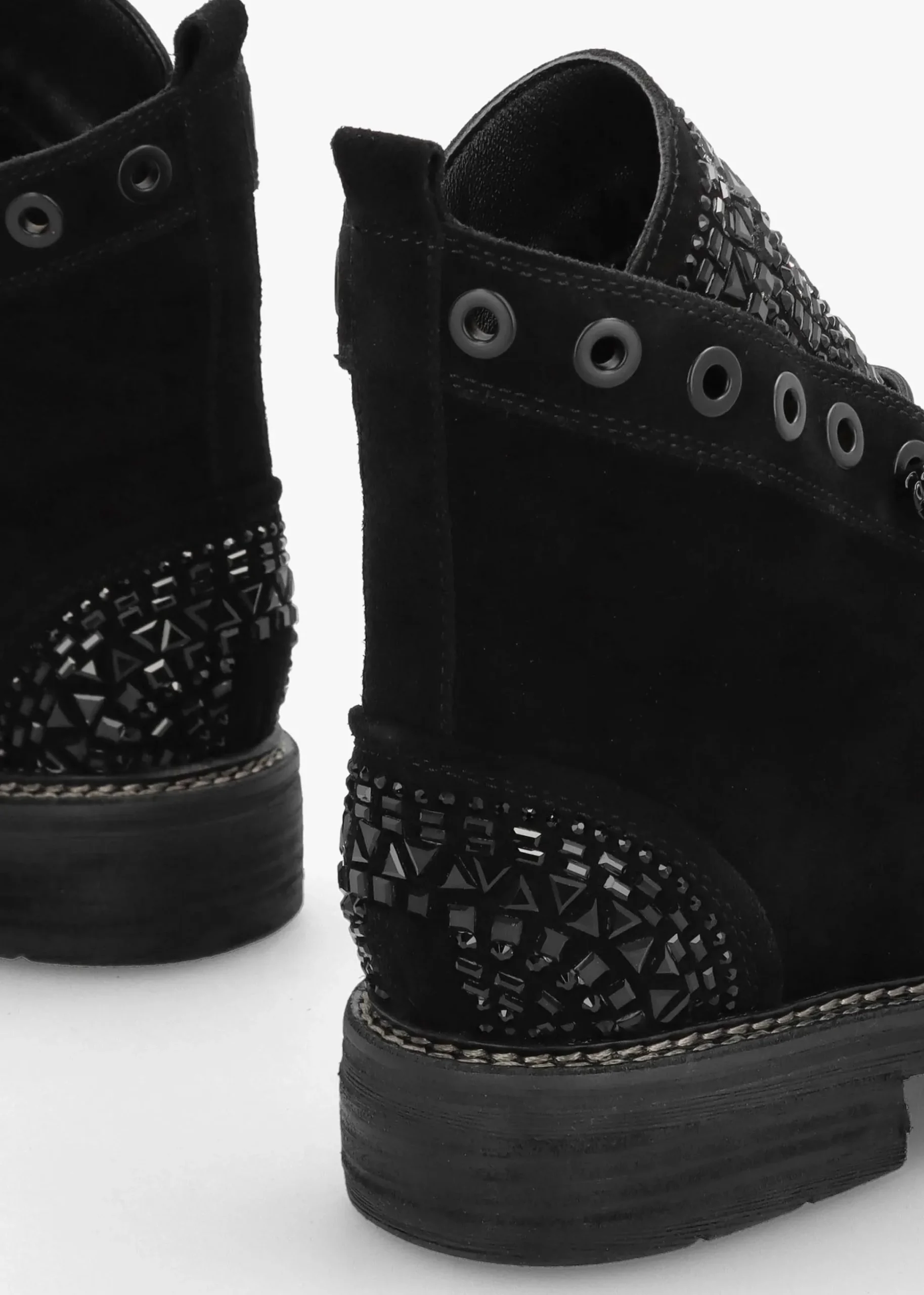 Angel Black Suede Diamante Embellished Ankle Boots
