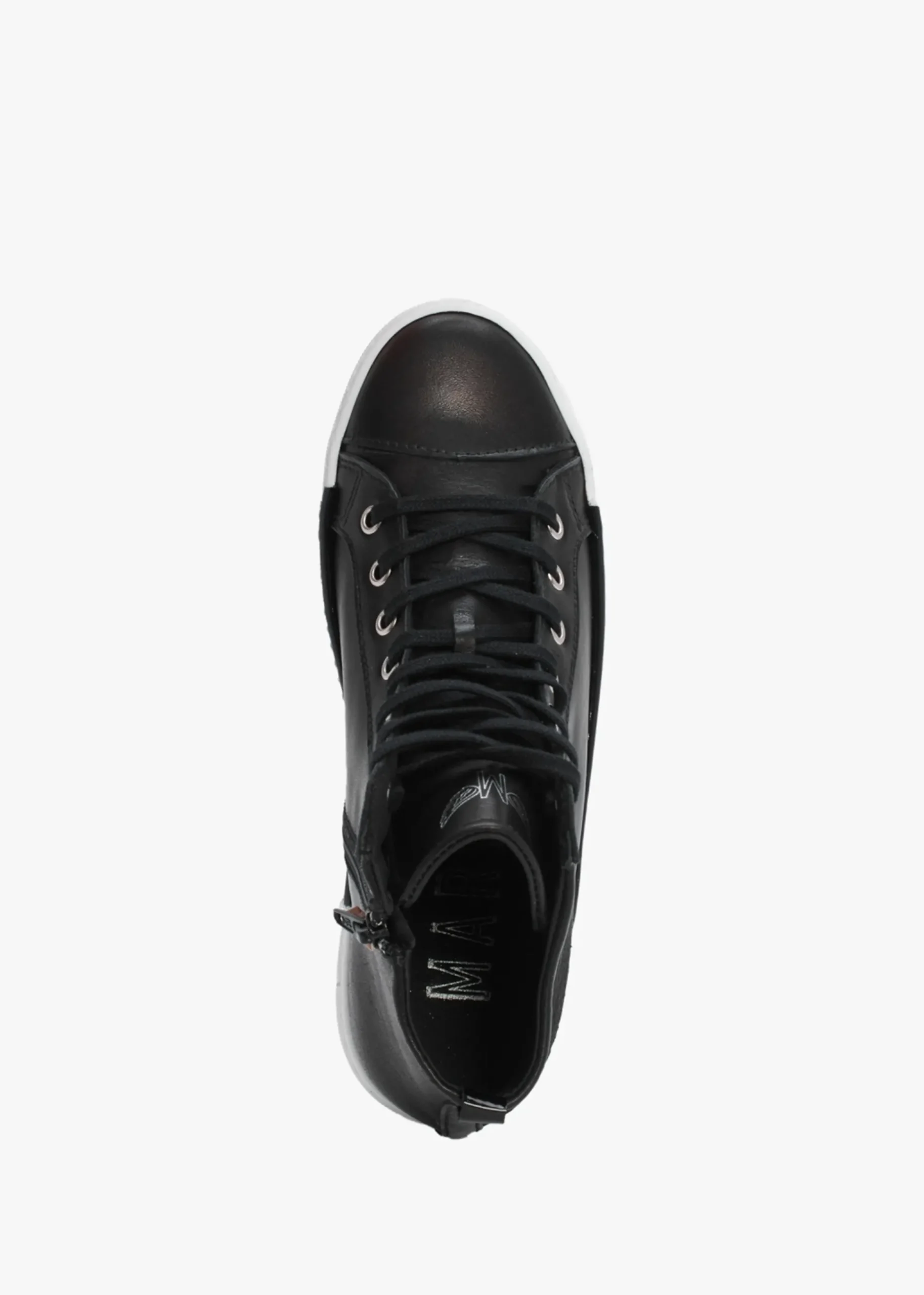 Angels Black Leather Black Wing High Top Trainers