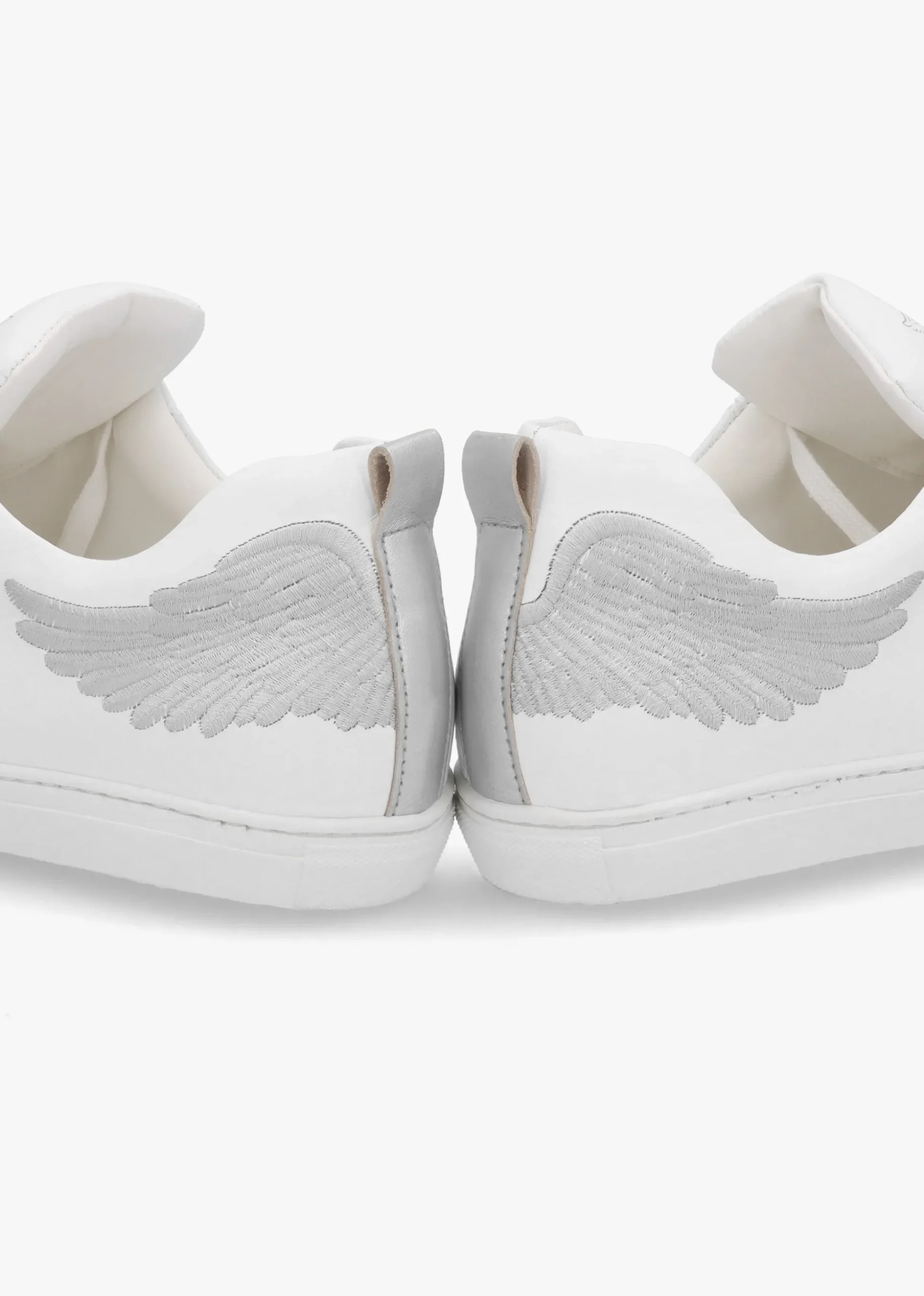 Angels Ease White Leather Silver Wing Trainers