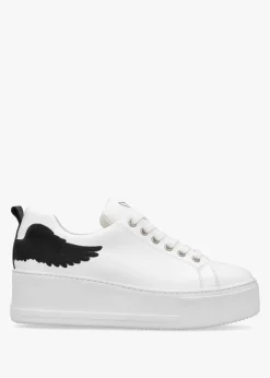Angels Rise Black Leather Flatform Trainers