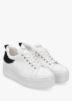 Angels Rise Black Leather Flatform Trainers