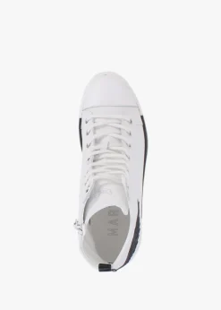Angels White Leather Black Wing High Top Trainers