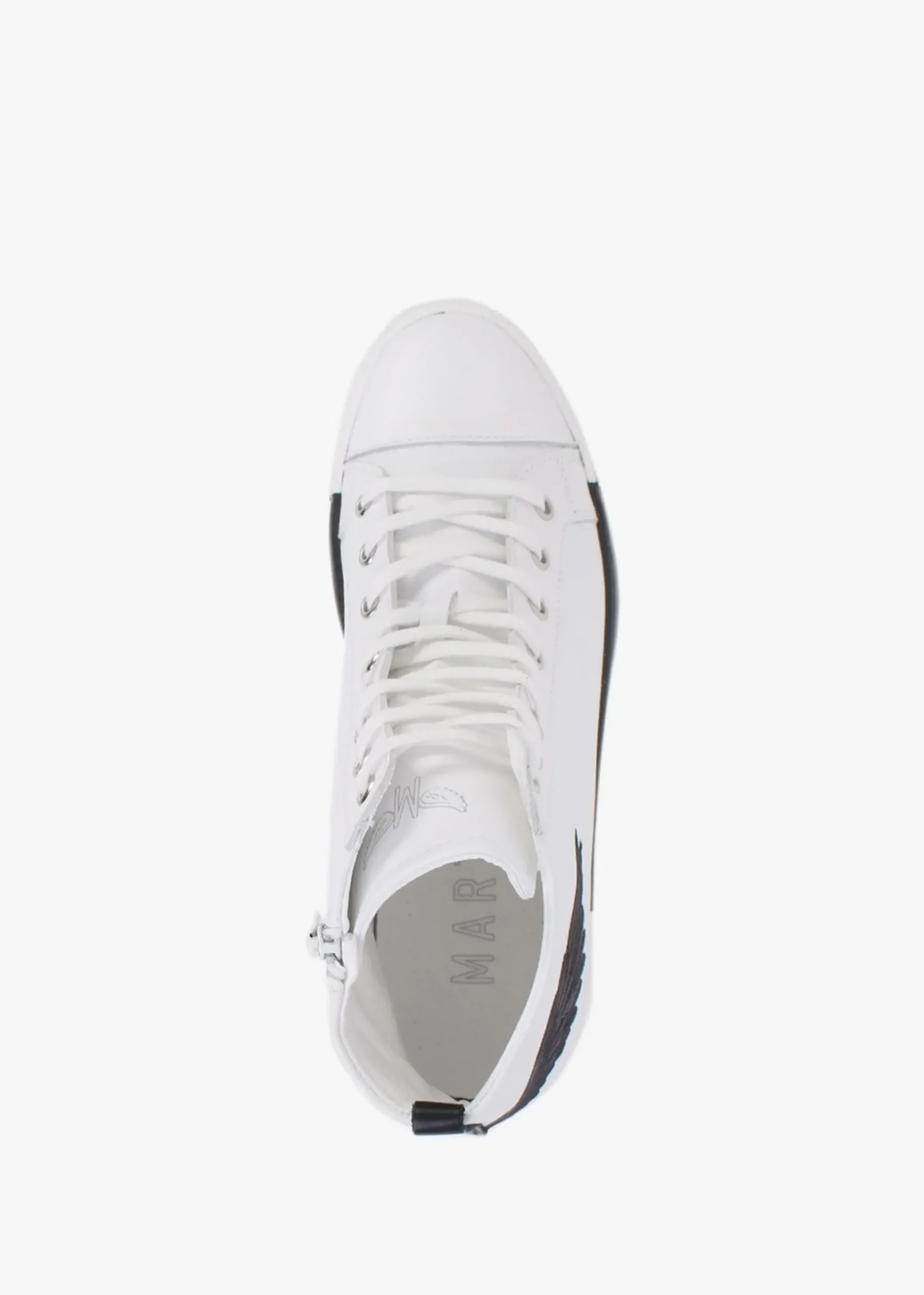 Angels White Leather Black Wing High Top Trainers