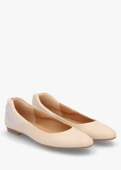 Angels Wings Beige Metallic Leather Ballet Pumps