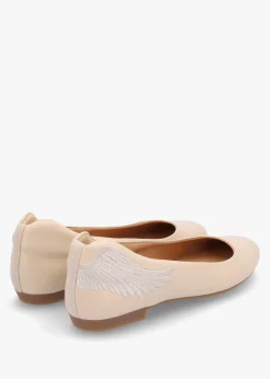 Angels Wings Beige Metallic Leather Ballet Pumps