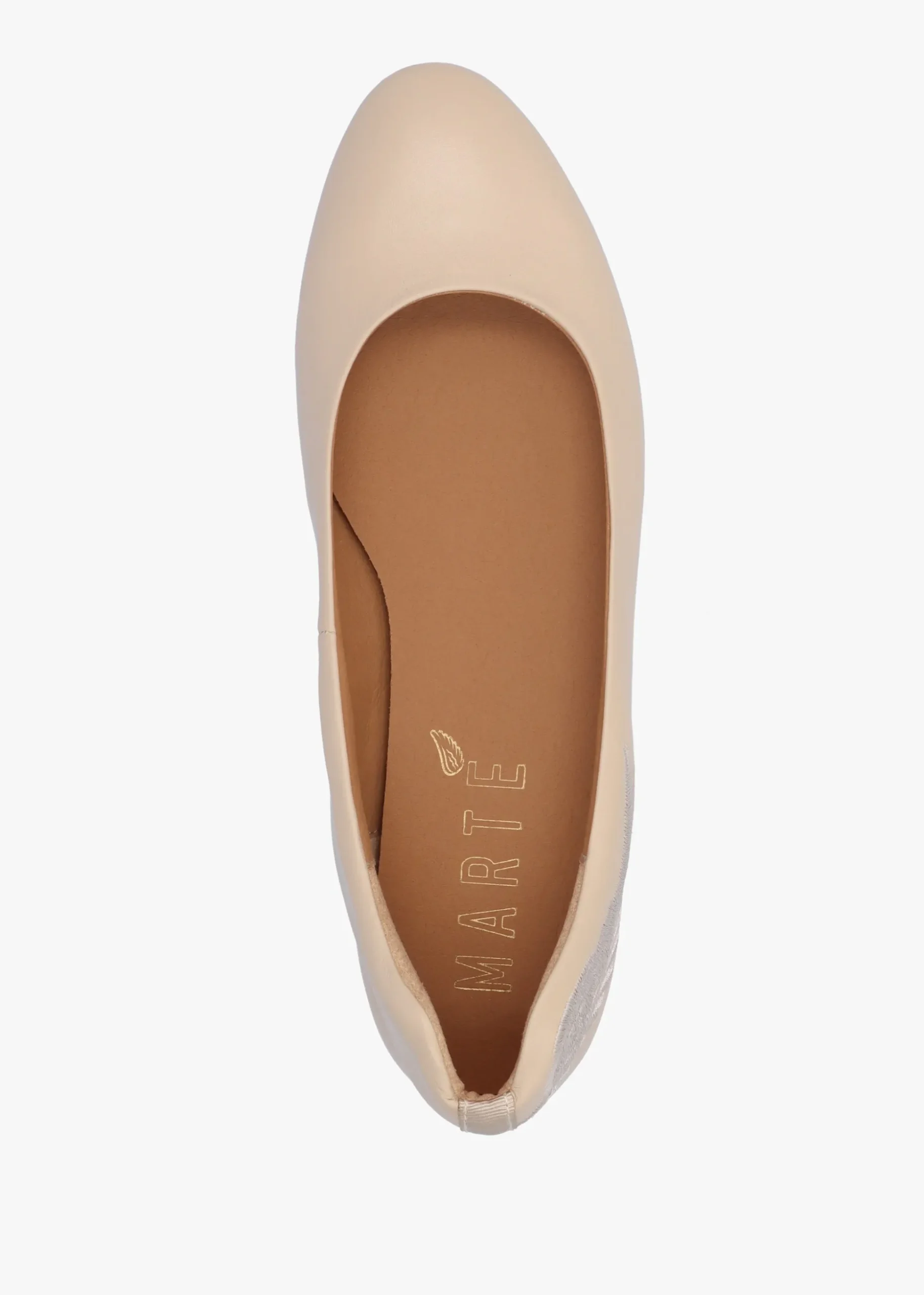 Angels Wings Beige Metallic Leather Ballet Pumps