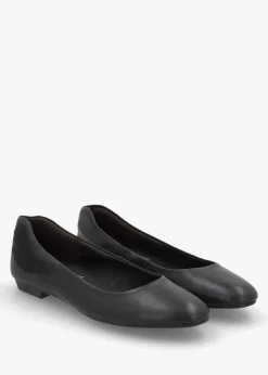 Angels Wings Black Leather Ballet Pumps