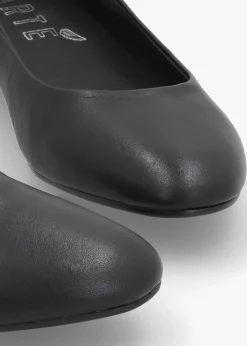 Angels Wings Black Leather Ballet Pumps