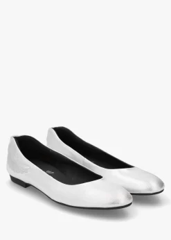 Angels Wings Silver Metallic Leather Ballet Pumps