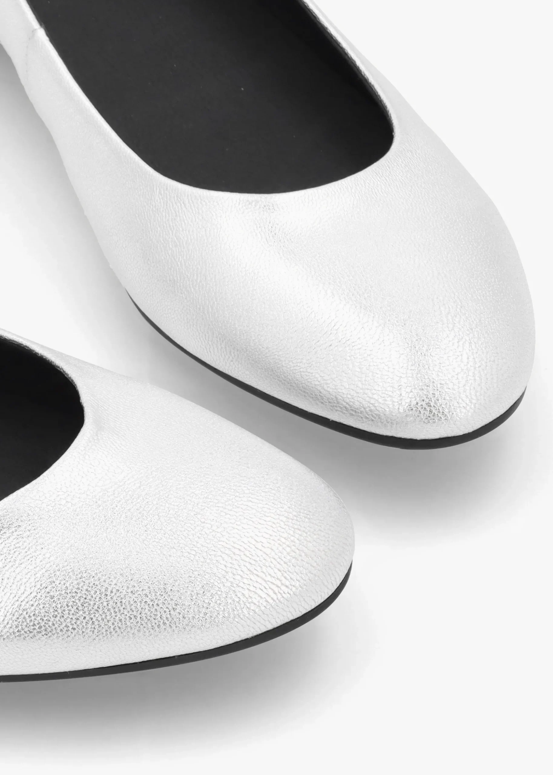 Angels Wings Silver Metallic Leather Ballet Pumps