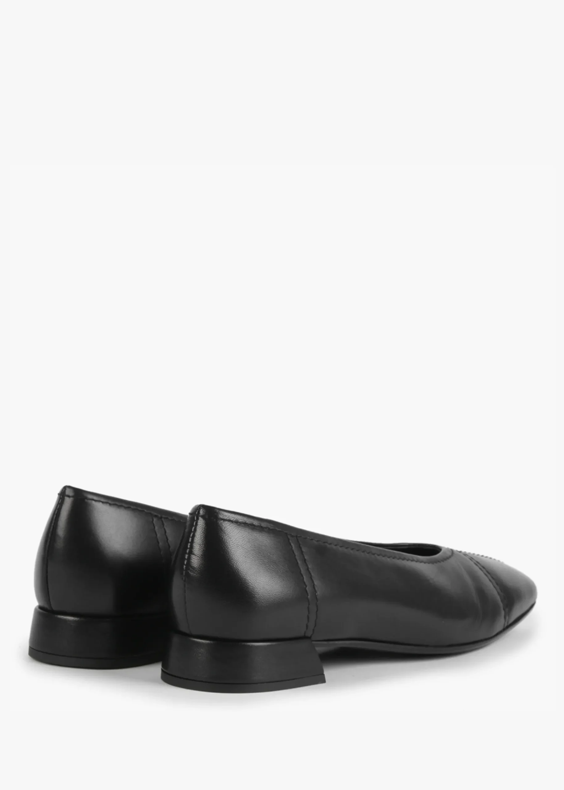 Angled Black Leather Square Toe Pumps