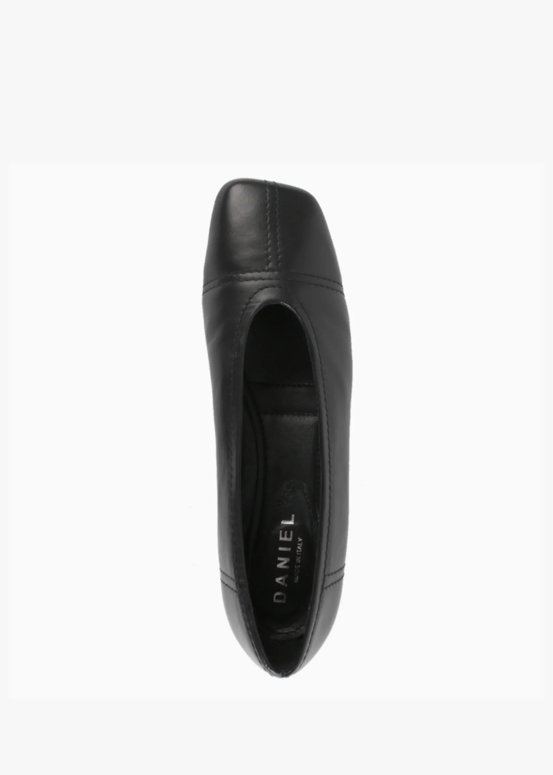 Angled Black Leather Square Toe Pumps
