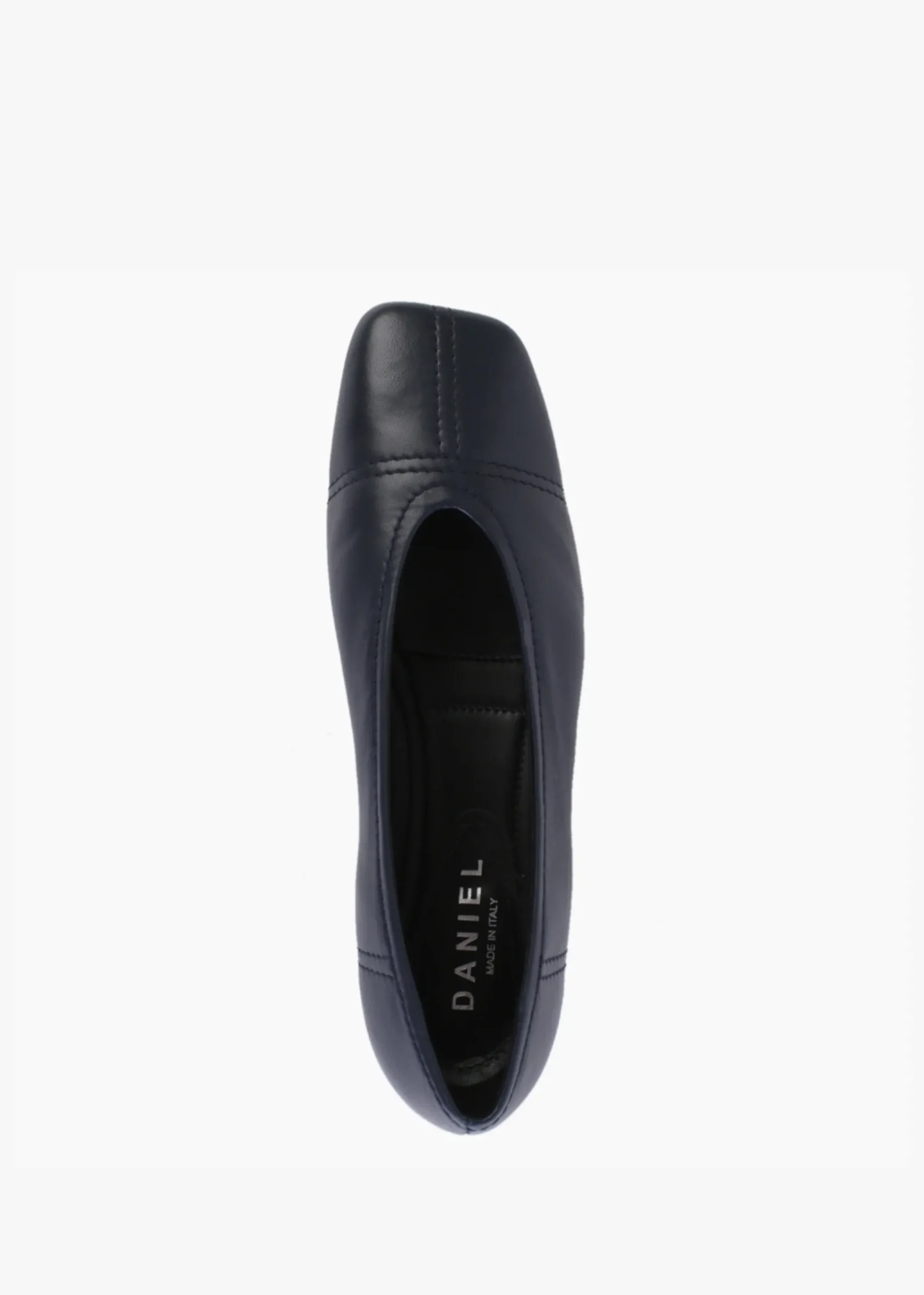 Angled Navy Leather Square Toe Pumps