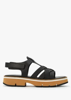 Angola Black Leather Chunky Gladiator Sandals