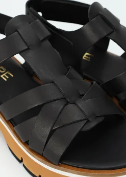 Angola Black Leather Chunky Gladiator Sandals