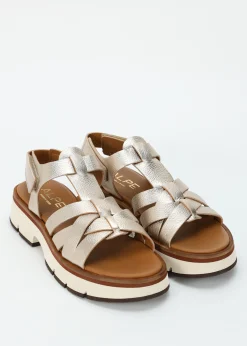 Angola Gold Leather Chunky Gladiator Sandals