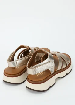 Angola Gold Leather Chunky Gladiator Sandals