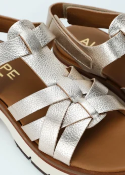 Angola Gold Leather Chunky Gladiator Sandals