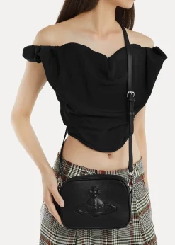 Anna Injected Orb Black Smooth Leather Camera Bag