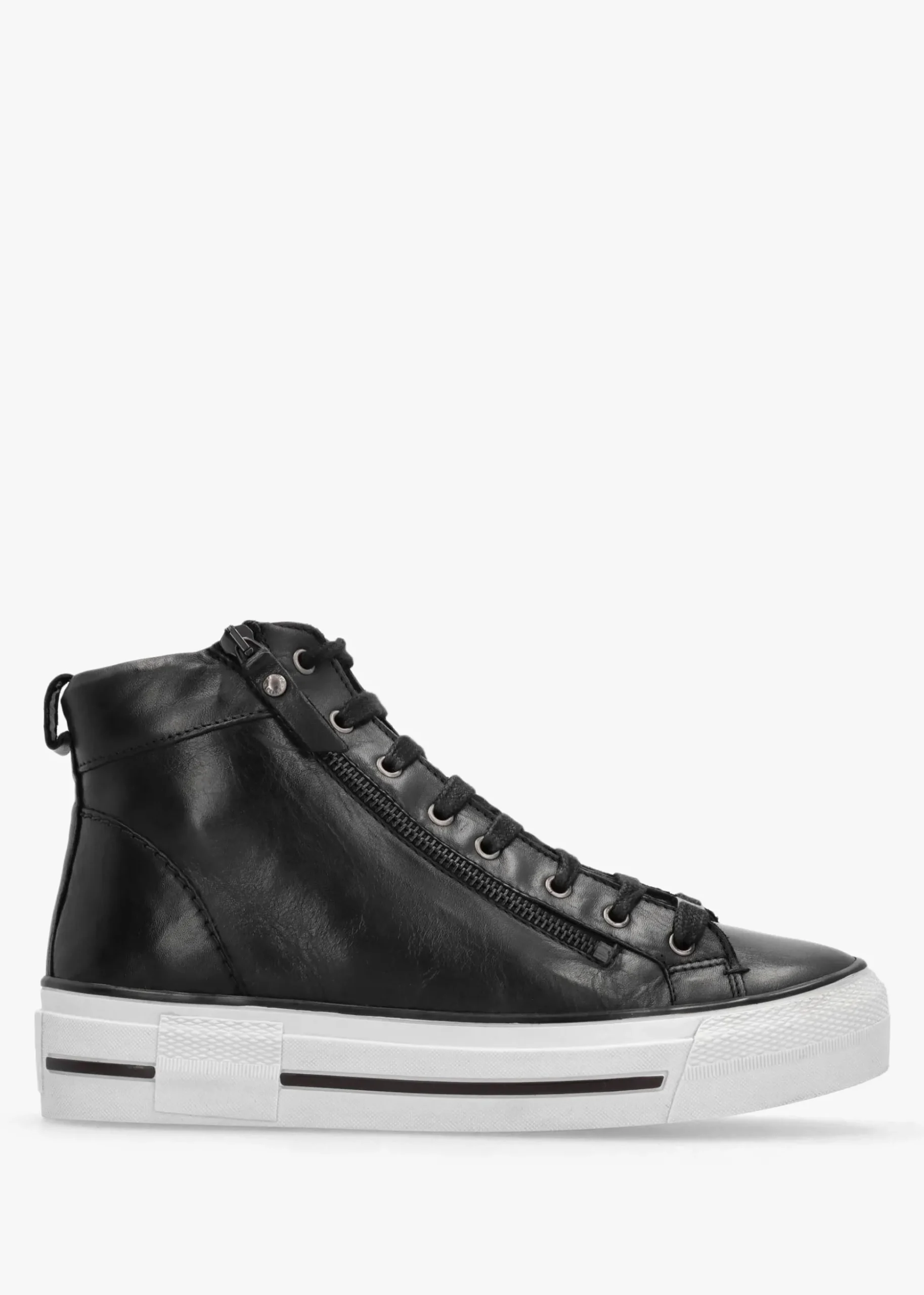 Annaken Black Leather High Top Trainers