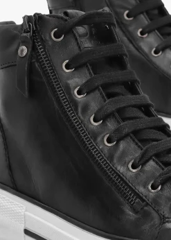 Annaken Black Leather High Top Trainers