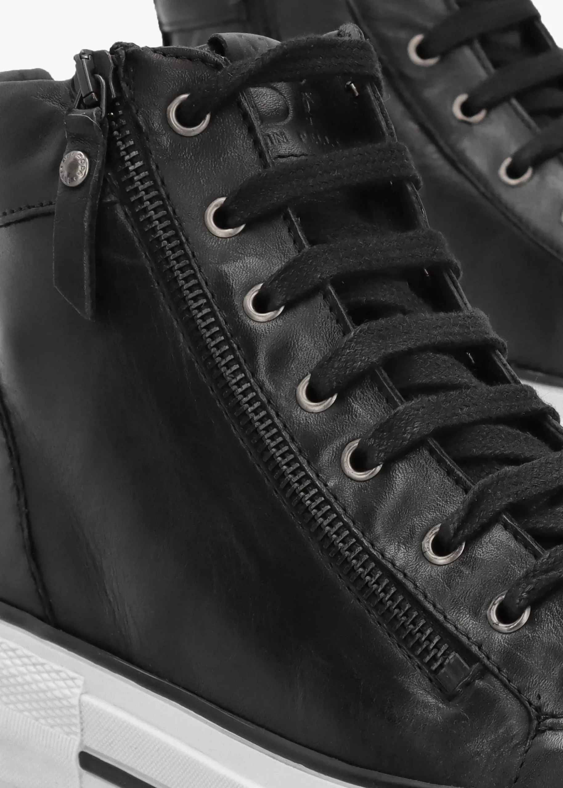 Annaken Black Leather High Top Trainers