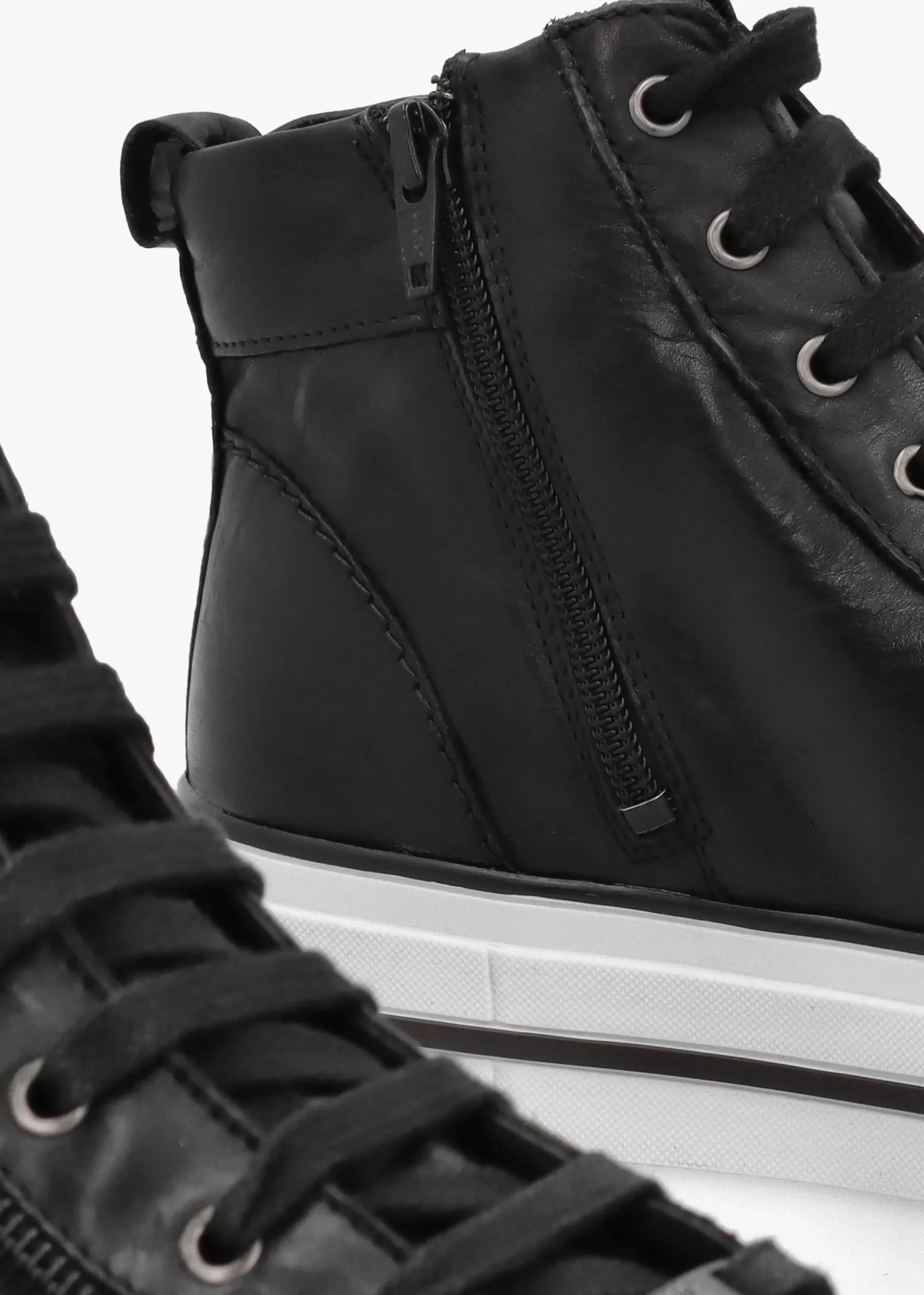 Annaken Black Leather High Top Trainers