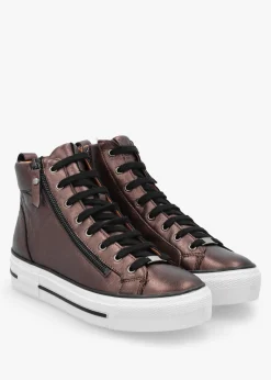 Annaken Pewter Leather High Top Trainers