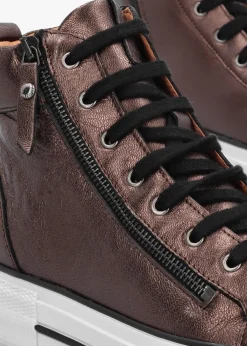 Annaken Pewter Leather High Top Trainers