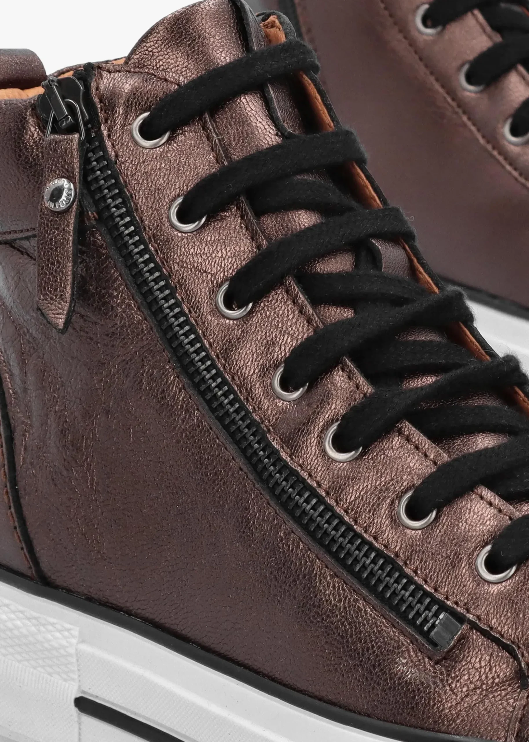 Annaken Pewter Leather High Top Trainers