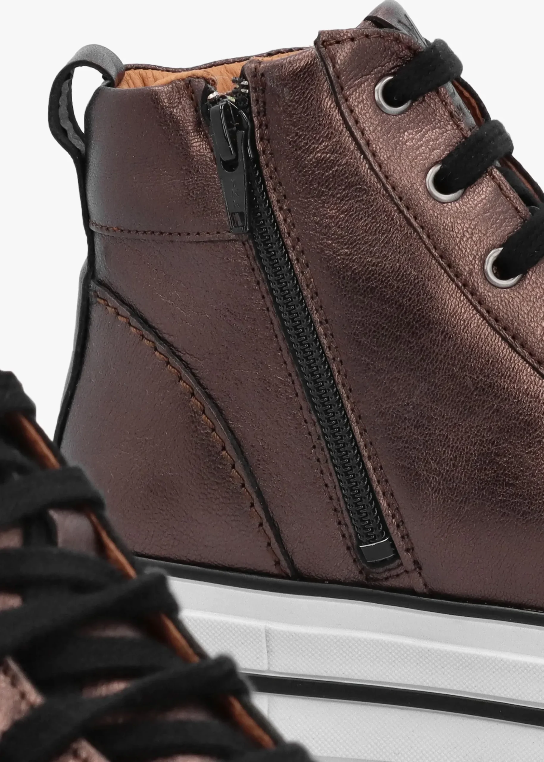 Annaken Pewter Leather High Top Trainers