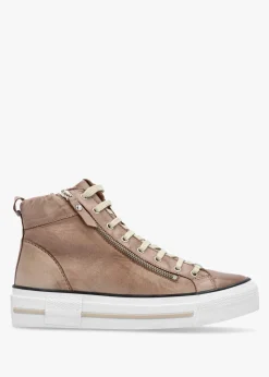 Annaken Taupe Leather High Top Trainers