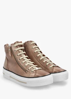 Annaken Taupe Leather High Top Trainers