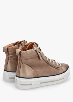 Annaken Taupe Leather High Top Trainers