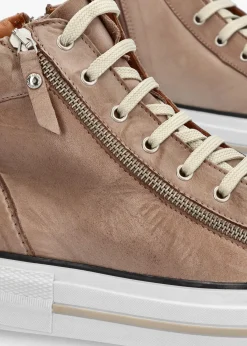 Annaken Taupe Leather High Top Trainers