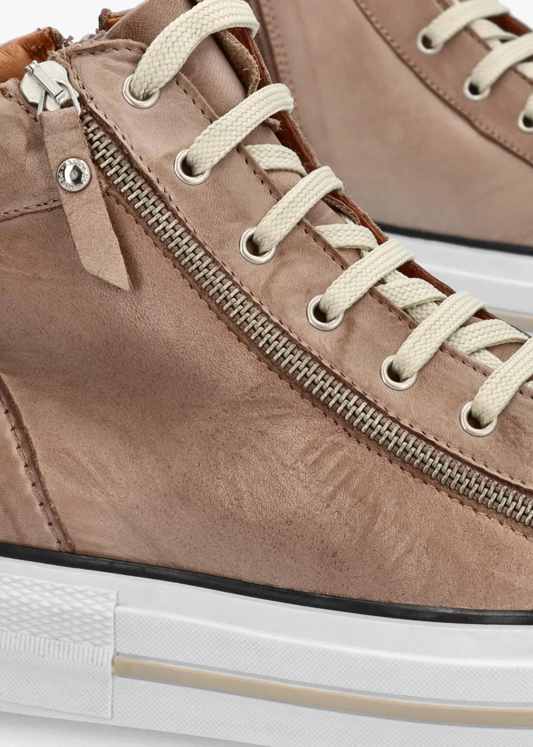 Annaken Taupe Leather High Top Trainers