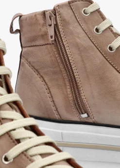 Annaken Taupe Leather High Top Trainers
