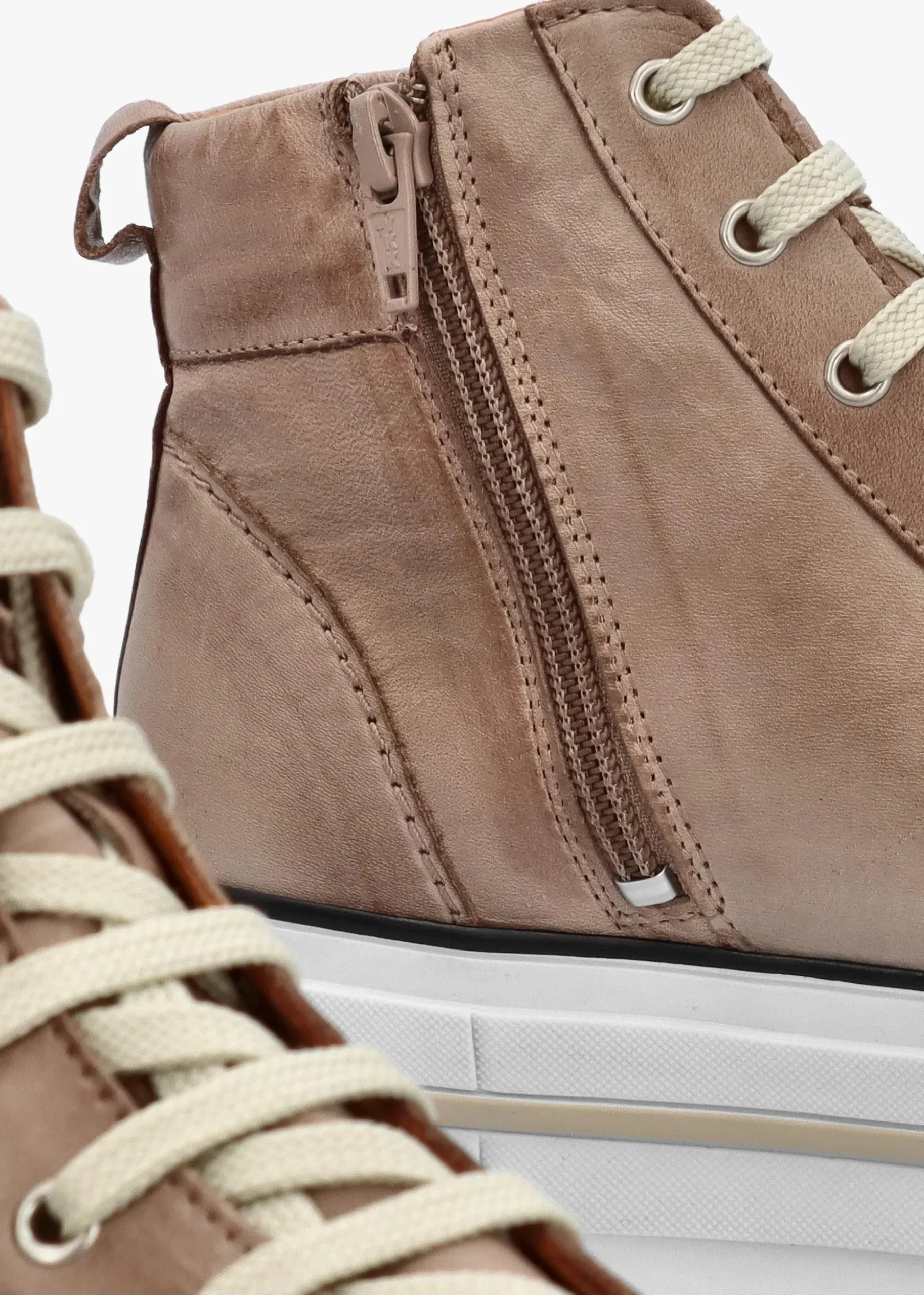 Annaken Taupe Leather High Top Trainers