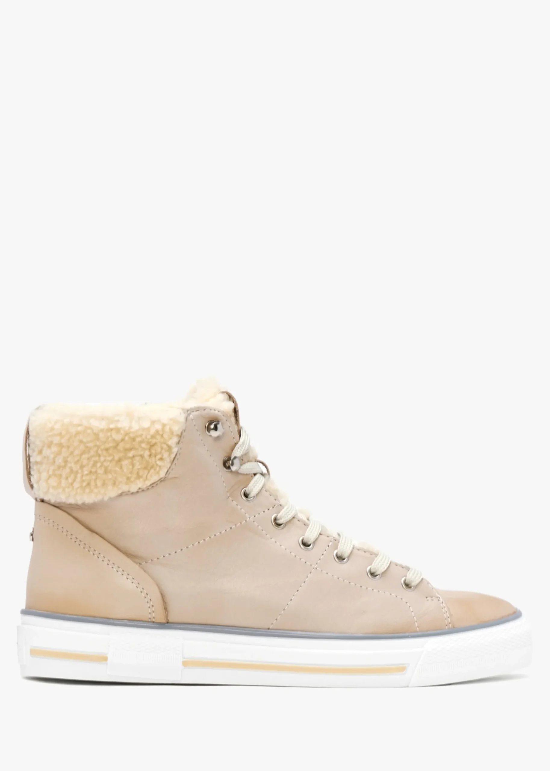 Anniia Cream Leather High Top Trainers