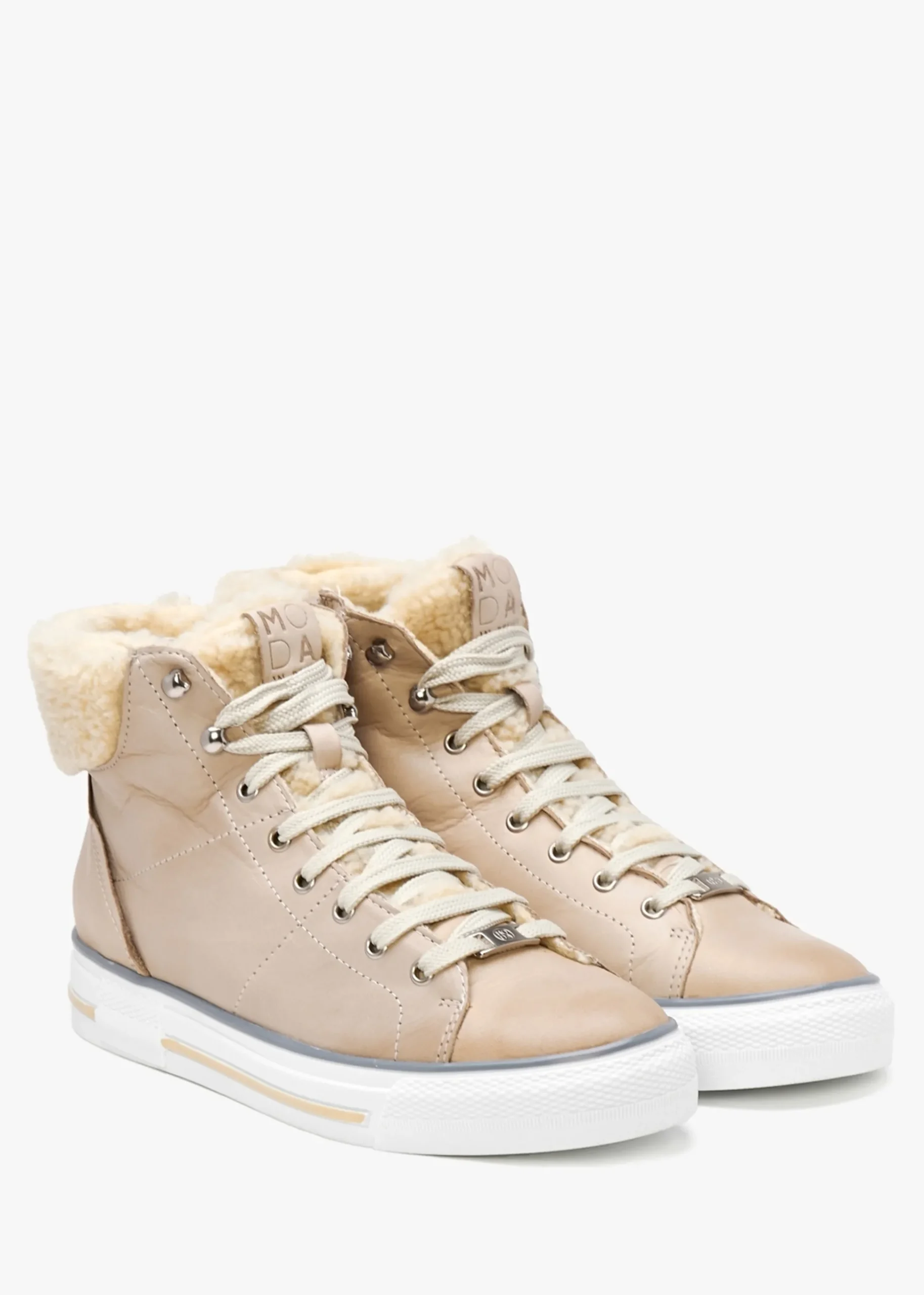 Anniia Cream Leather High Top Trainers